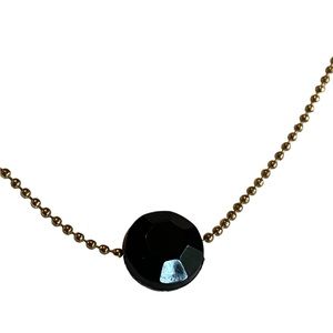 Gold Tone Chain With Sliding Faceted Black Bead Necklace